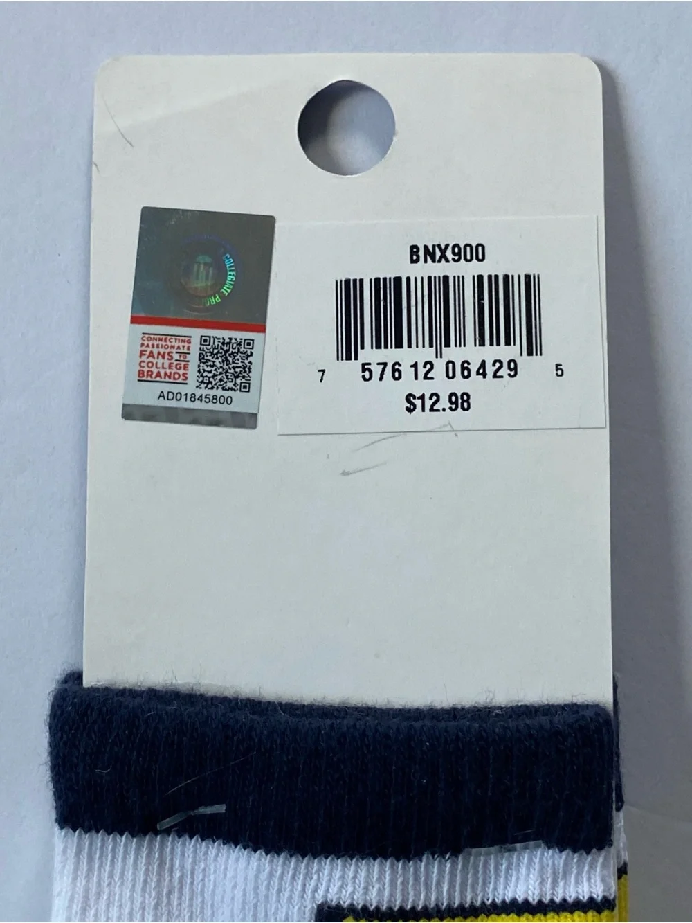 Trinity College Baby Socks 3-6 Months New Bantams Logo “T” Yellow Blue NWT